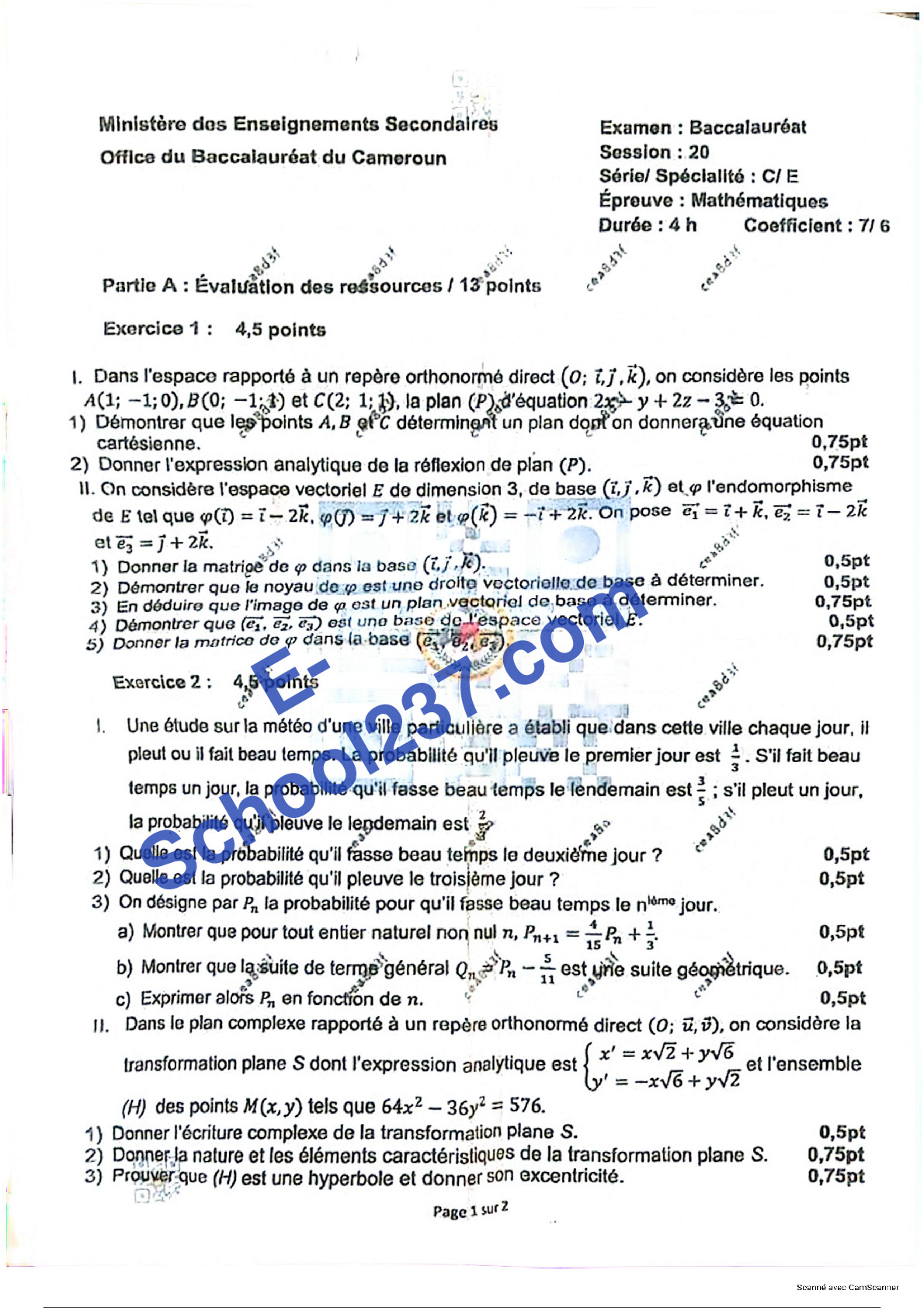 Maths Bac C-E 2026